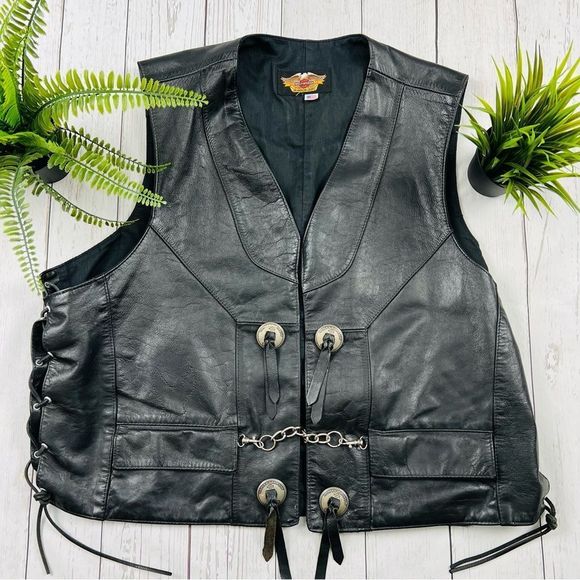 Harley-Davidson Other - 🇺🇸Vintage Harley Davidson Gunfighter Leather Vest Size XXL